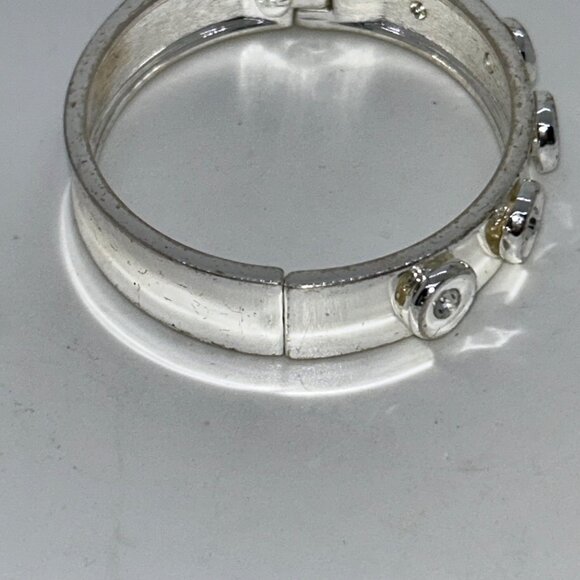 Robert Lee Morris RLM Soho Silver-Tone Hinged Bracelet Round Crystal Accents - Picture 11 of 11